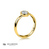 0.5 Carat Diamond Ring, IGI Certified Round Diamond Bezel Setting, Solitaire 14K Fine Gold Ring,