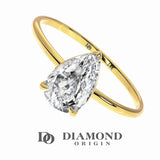 2 Ct Pear Shape Lab Grown Diamond Ring 14K Fine Gold Solitaire Promise Engagement IGI Certificate