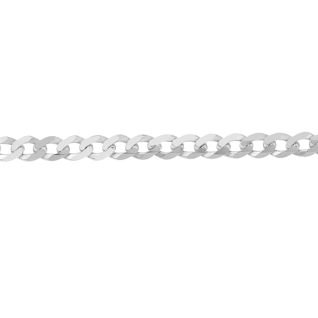 14k White Gold Flat Cuban Link 6.55mm Chain Bracelet 9.00