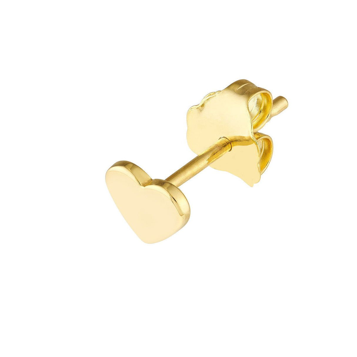 Small Tri-bead in 18k Yellow Gold Flat Back Stud Earring