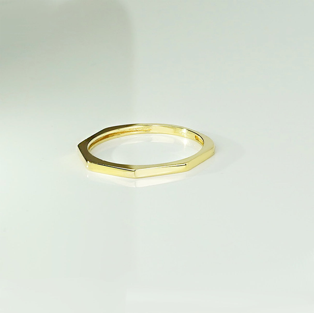 Octagon Gold Ring / 14k Solid Gold Ring / Minimalist Geometric Design Ring  / Bolt Shape Ring / Simple Ring / Wedding Ring, Gifts for Her 