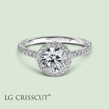 Crisscut Diamond Ring, Lab Grown Round Diamond Ring, Center 1.25 ct Lab-Grown Diamond, Halo Diamond Ring - Diamond Origin