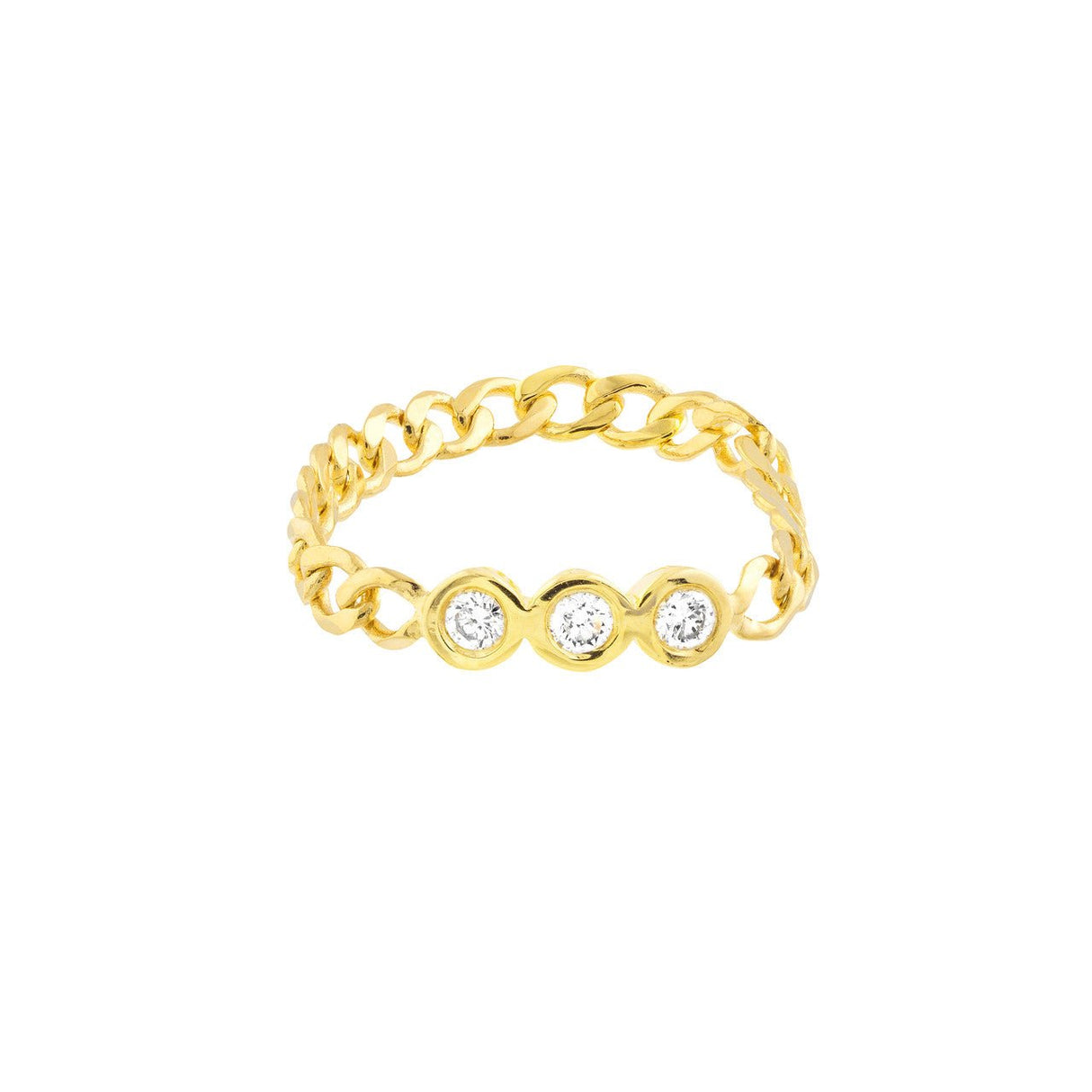 Diamond Ring, 1/10ct Diamond Trio Curb Chain Ring, Fashion Diamond Rings, Gold Ring, - Diamond Origin